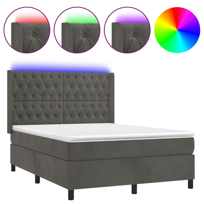 Letto a Molle con Materasso e LED Grigio Scuro 140x190 cmcod mxl 99463