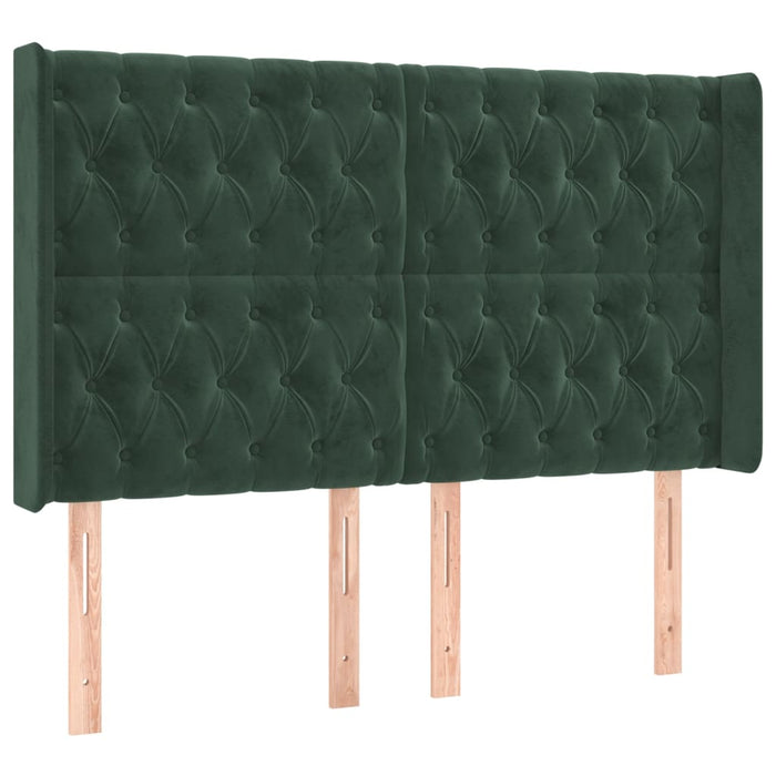 Letto a Molle con Materasso e LED Verde Scuro 140x200cm Velluto 3139748