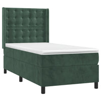 Letto a Molle con Materasso e LED Verde Scuro 90x200cm Velluto 3139784