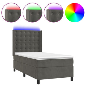 Letto a Molle con Materasso e LED Grigio Scuro 100x200 cmcod mxl 75481