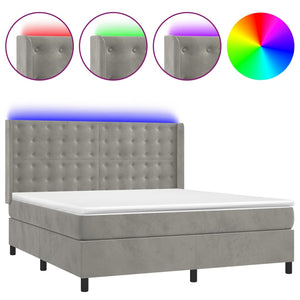 Letto a Molle Materasso e LED Grigio Chiaro 180x200 cm Vellutocod mxl 123536
