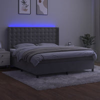 Letto a Molle Materasso e LED Grigio Chiaro 180x200 cm Vellutocod mxl 123536