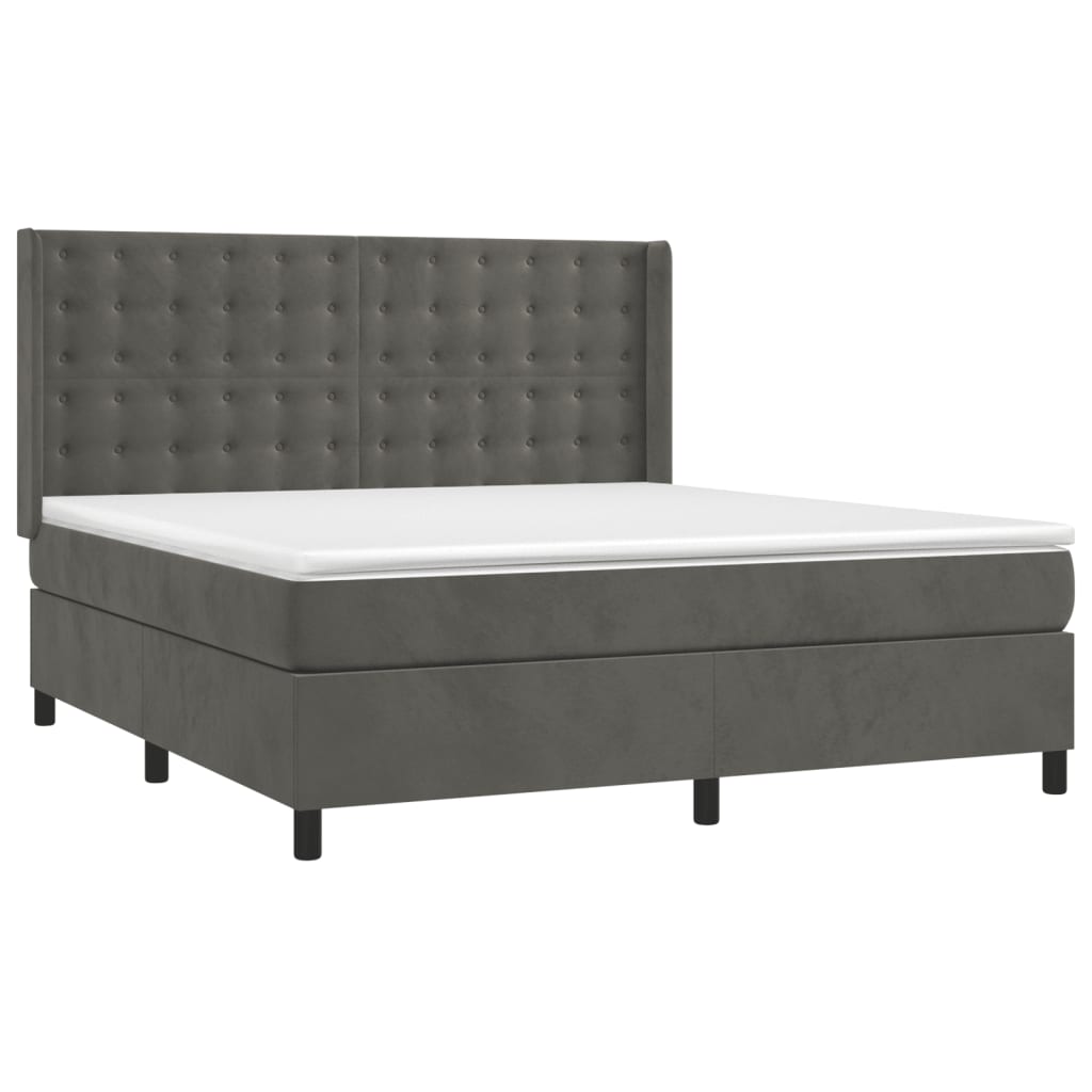 Letto a Molle con Materasso e LED Grigio Scuro 180x200 cm 3139818