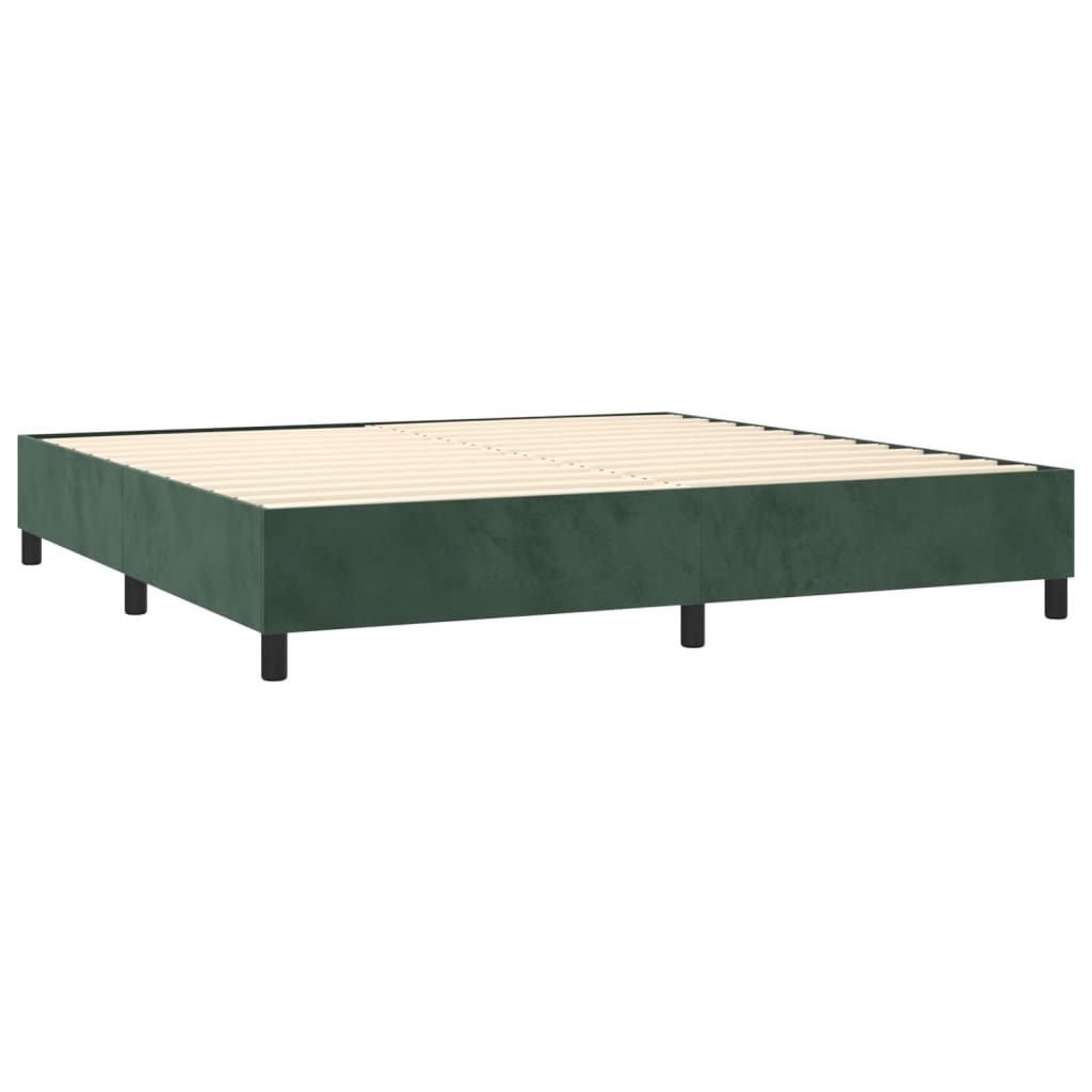Letto a Molle con Materasso e LED Verde Scuro 200x200cm Velluto 3139826
