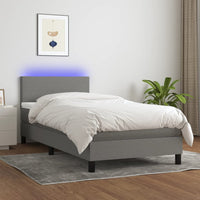 Letto a Molle Materasso e LED Grigio Scuro 90x190 cm in Tessuto 3132958