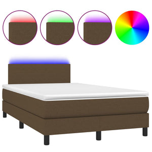 Letto a Molle Materasso e LED Marrone Scuro 120x200 cm Tessuto 3132984