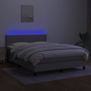 Letto a Molle Materasso e LED Grigio Chiaro 140x200 cm Tessuto 3132997