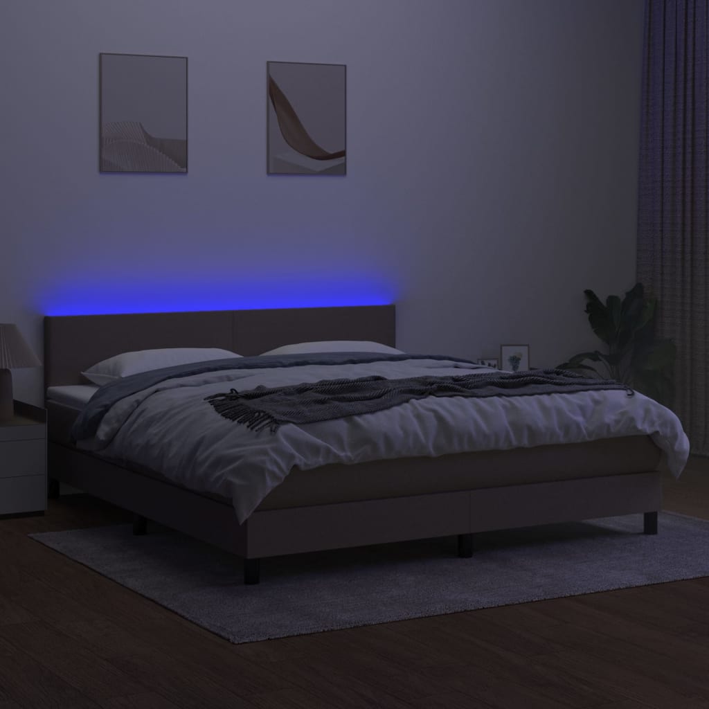 Letto a Molle con Materasso e LED Tortora 180x200 cm in Tessuto cod mxl 62978