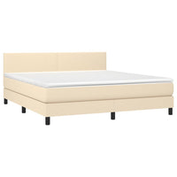 Letto a Molle con Materasso e LED Crema 180x200 cm in Tessuto 3133018