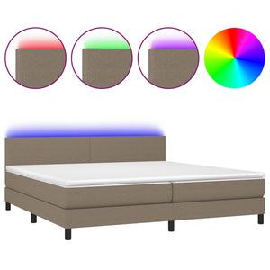 Letto a Molle Materasso e LED tortora 200x200cm in Tessuto 3133025