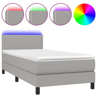 Letto a Molle Materasso e LED Grigio Chiaro 90x190 cm Tessuto 3133037