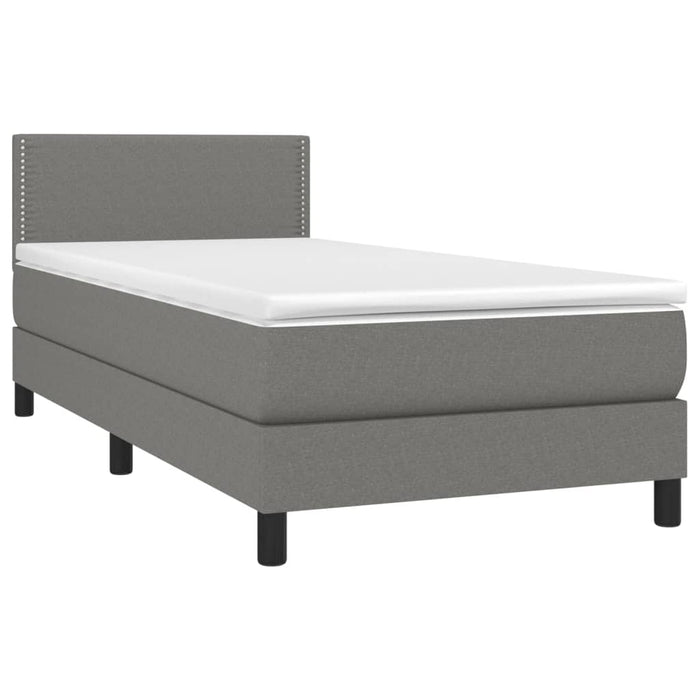 Letto a Molle Materasso e LED Grigio Scuro 90x190 cm in Tessuto 3133038