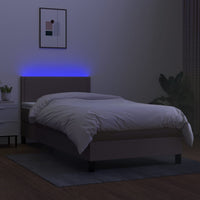Letto a Molle con Materasso e LED Tortora 90x200 cm in Tessuto 3133049