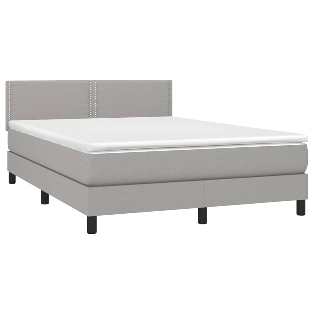 Letto a Molle Materasso e LED Grigio Chiaro 140x190 cm Tessutocod mxl 122700