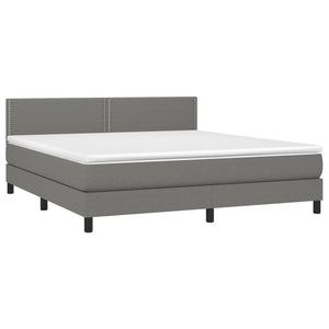 Letto a Molle Materasso e LED Grigio Scuro 160x200cm in Tessuto cod mxl 38212