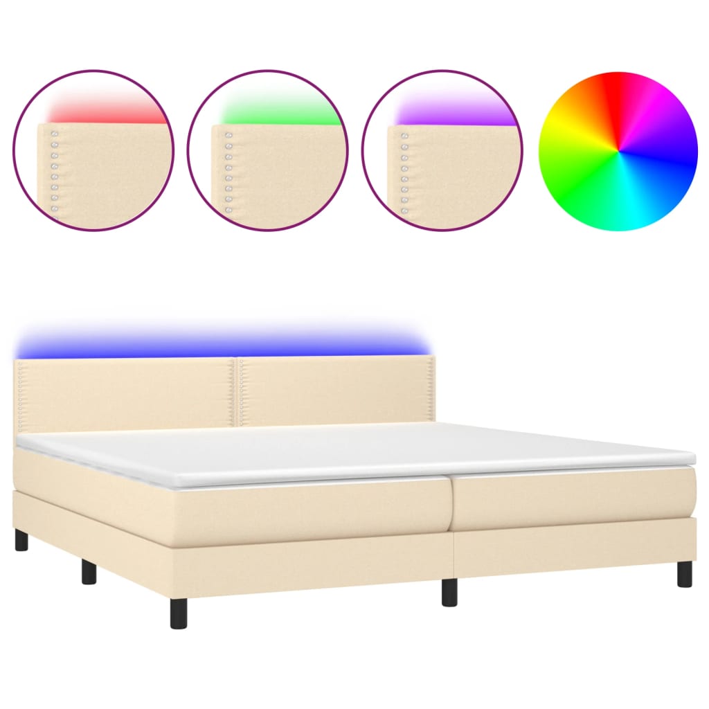 Letto a Molle Materasso e LED bianco 200x200cm in Tessuto 3133106