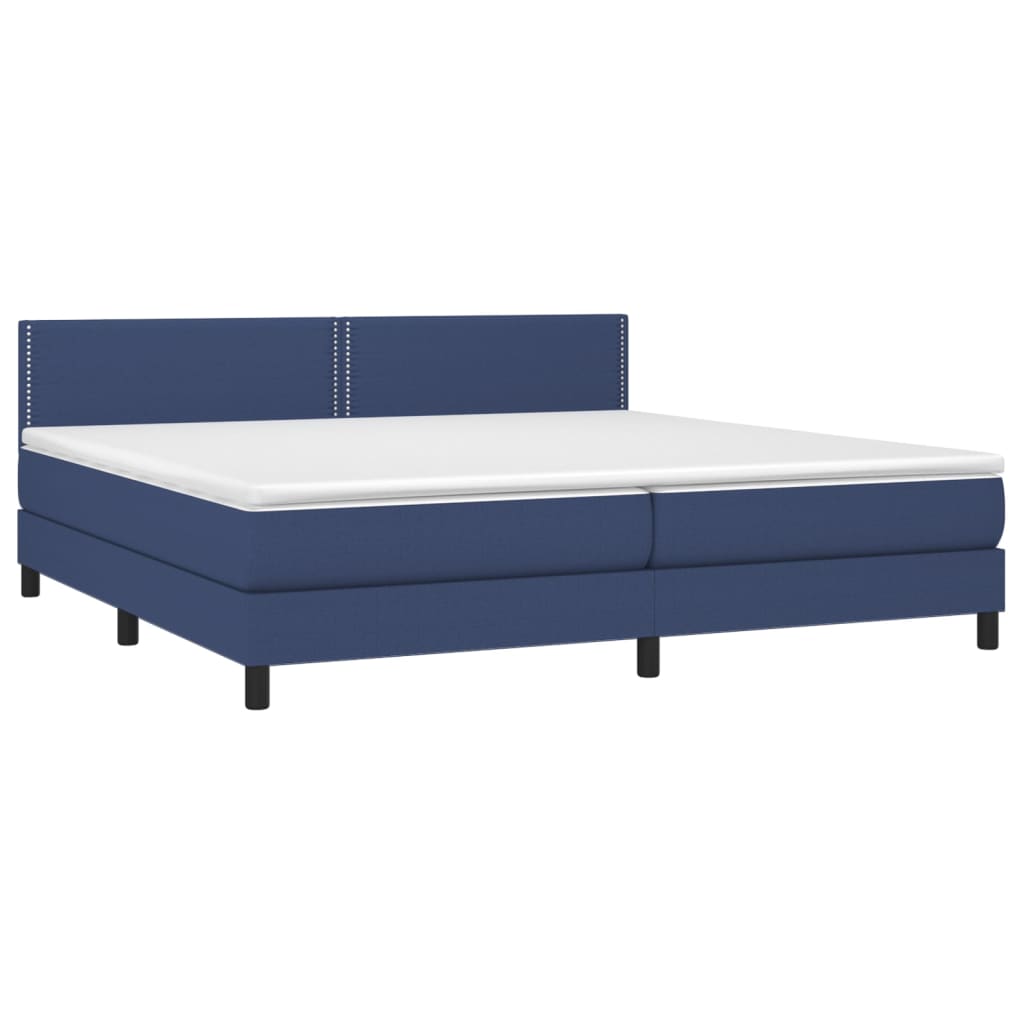 Letto a Molle Materasso e LED Blu 200x200cm in Tessuto 3133107