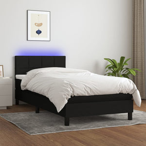 Letto a Molle con Materasso e LED-Struttura Letto con Materasso Nero 80x200 cm in Tessuto 183343