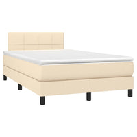 Letto a Molle con Materasso e LED Crema 120x200cm in Tessuto 3133146