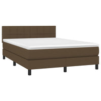 Letto a Molle Materasso e LED Marrone Scuro 140x200 cm Tessuto cod mxl 39459