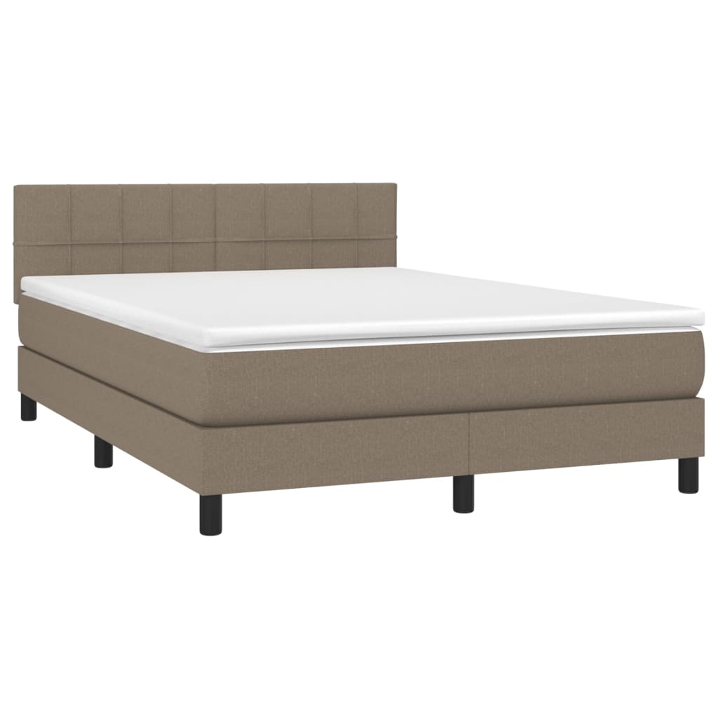 Letto a Molle con Materasso e LED Tortora 140x200 cm in Tessuto 3133161