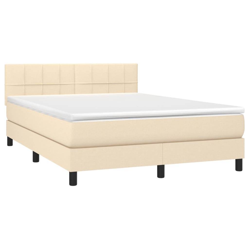 Letto a Molle con Materasso e LED Crema 140x200 cm in Tessuto 3133162