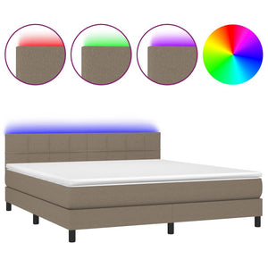 Letto a Molle con Materasso e LED Tortora 180x200 cm in Tessuto cod mxl 63439