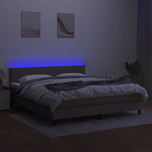 Letto a Molle con Materasso e LED Tortora 180x200 cm in Tessuto cod mxl 63439