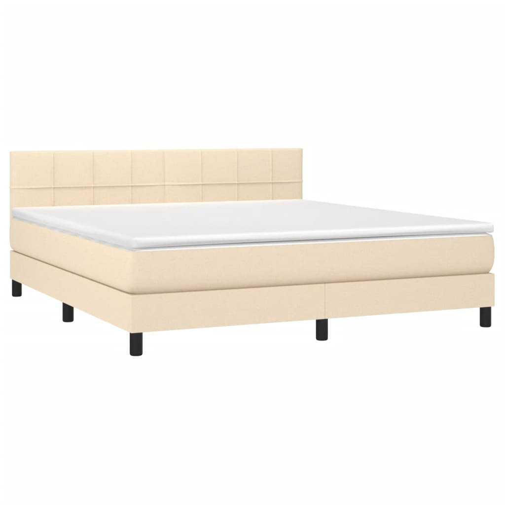 Letto a Molle con Materasso e LED Crema 180x200 cm in Tessuto cod mxl 65916