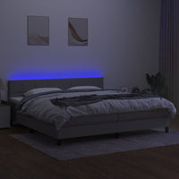 Letto a Molle Materasso e LED Grigio Chiaro 200x200 cm Tessuto 3133181