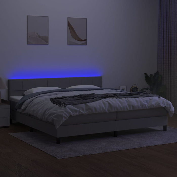 Letto a Molle Materasso e LED Grigio Chiaro 200x200 cm Tessuto 3133181