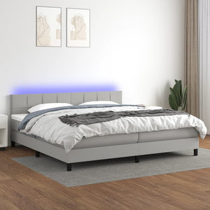 Letto a Molle Materasso e LED Grigio Chiaro 200x200 cm Tessuto 3133181