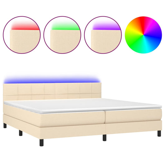 Letto a Molle Materasso e LED bianco 200x200cm in Tessuto cod mxl 63072