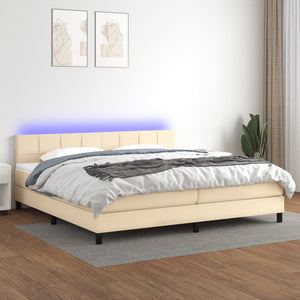 Letto a Molle Materasso e LED bianco 200x200cm in Tessuto cod mxl 63072