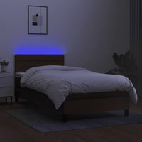 Letto a Molle Materasso e LED Marrone Scuro 80x200cm in Tessuto cod mxl 35564