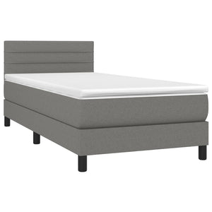 Letto a Molle Materasso e LED Grigio Scuro 90x200 cm in Tessuto 3133206