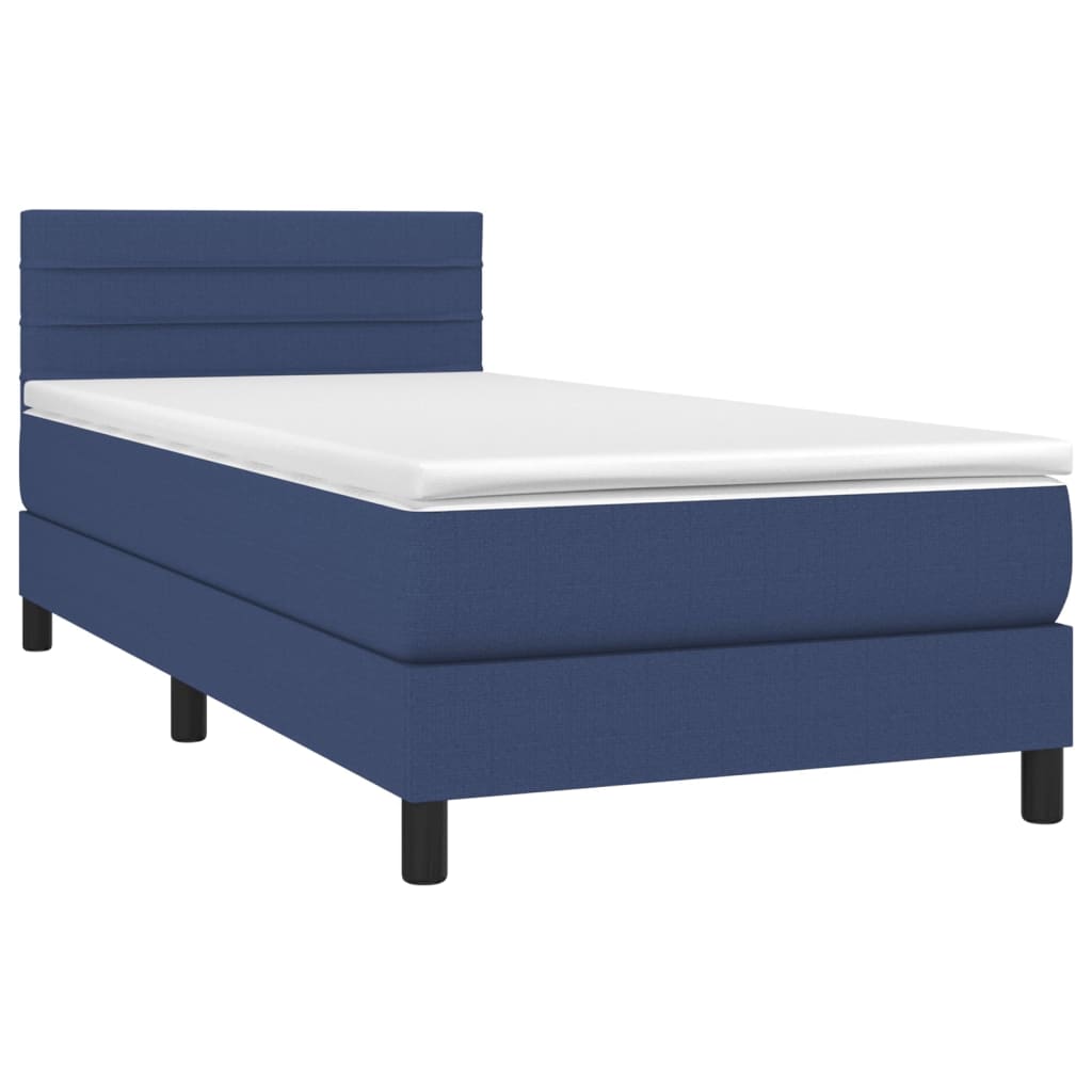 Letto a Molle con Materasso e LED-Struttura Letto con Materasso Blu 90x200 cm in Tessuto 296621