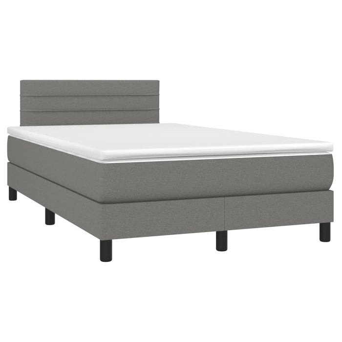 Letto a Molle Materasso e LED Grigio Scuro 120x200cm in Tessuto 3133222
