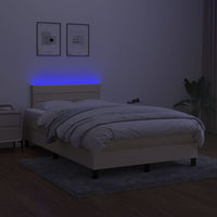 Letto a Molle con Materasso e LED Crema 120x200cm in Tessuto 3133226