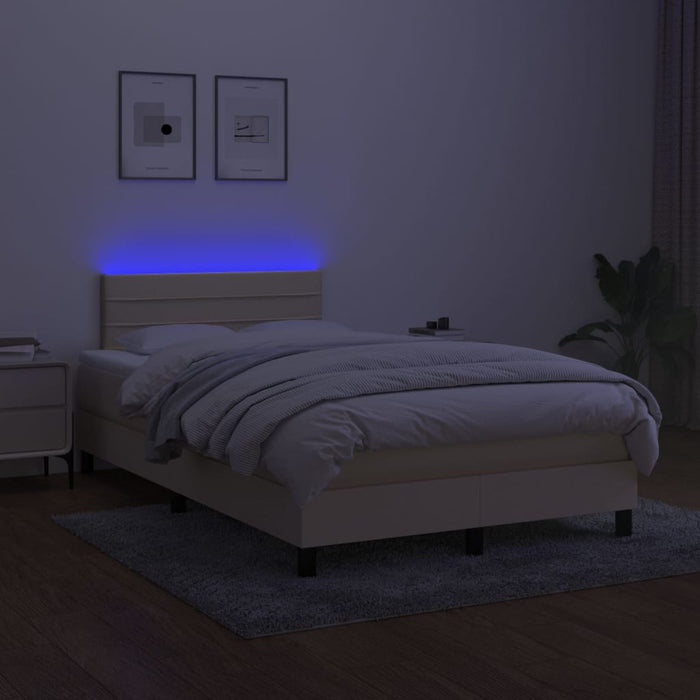 Letto a Molle con Materasso e LED Crema 120x200cm in Tessuto 3133226