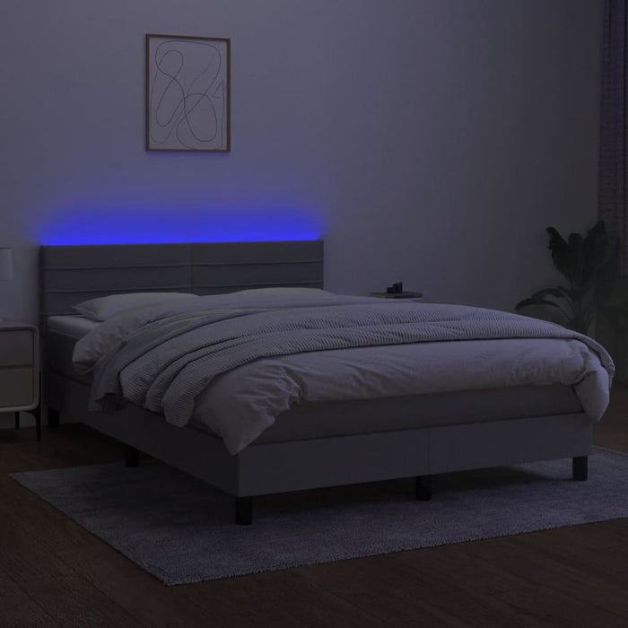 Letto a Molle Materasso e LED Grigio Chiaro 140x190 cm Tessuto 3133229