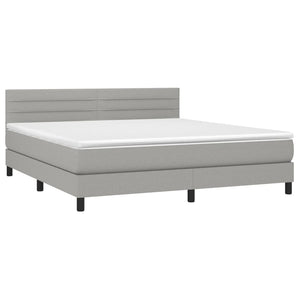 Letto a Molle Materasso e LED Grigio Chiaro 160x200 cm Tessuto 3133245