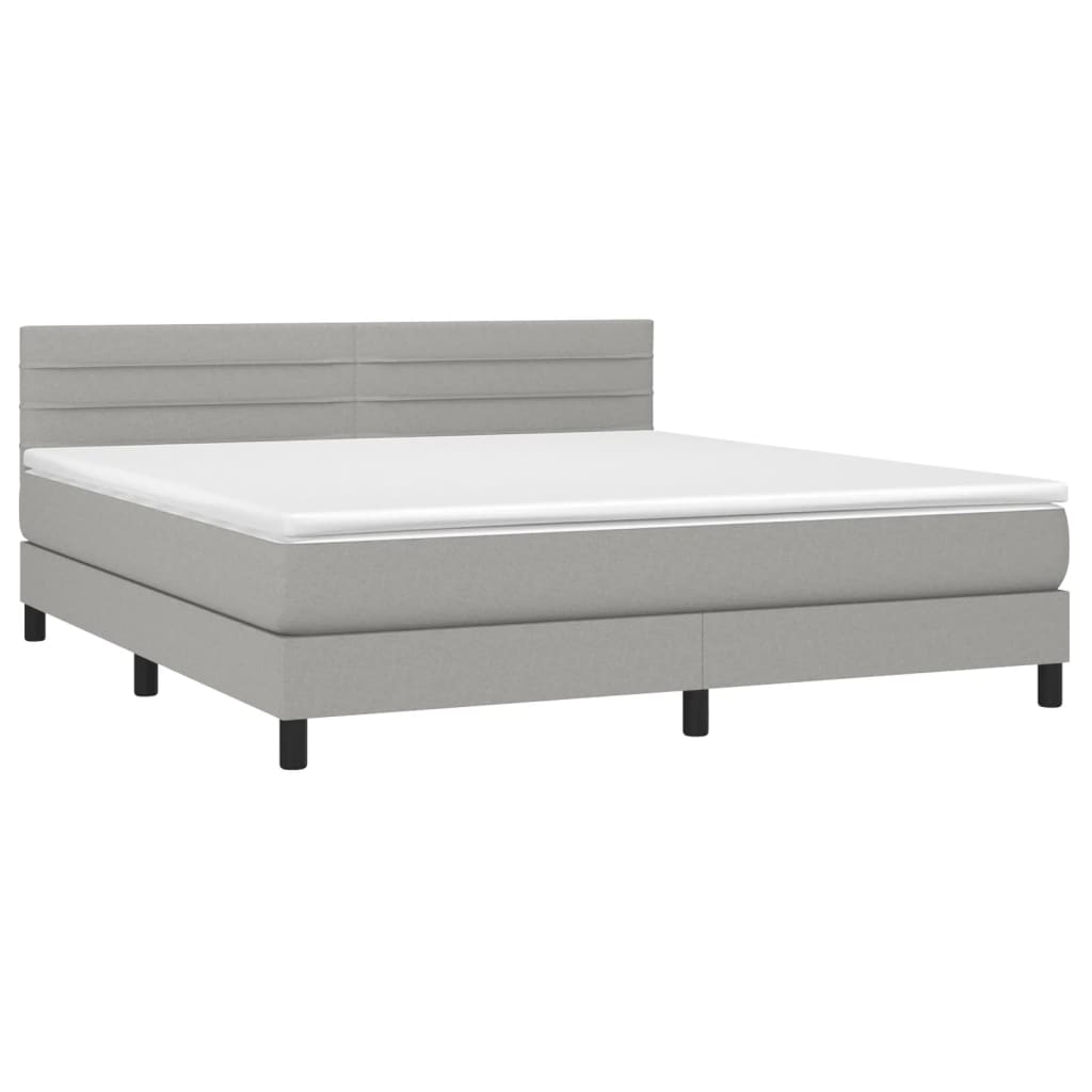 Letto a Molle Materasso e LED Grigio Chiaro 160x200 cm Tessuto cod mxl 45567