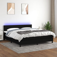 Letto a Molle con Materasso e LED Nero 160x200 cm in Tessuto 3133247