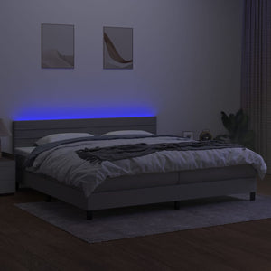 Letto a Molle Materasso e LED Grigio Chiaro 200x200 cm Tessuto 3133261
