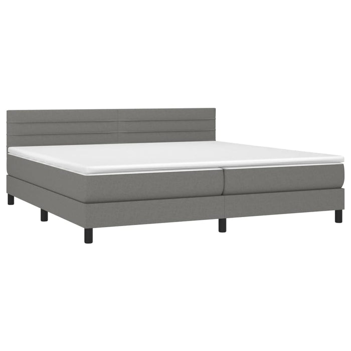 Letto a Molle Materasso e LED Grigio Scuro 200x200cm in Tessuto 3133262