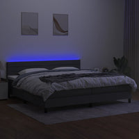 Letto a Molle Materasso e LED Grigio Scuro 200x200cm in Tessuto 3133262