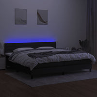 Letto a Molle Materasso e LED Nero 200x200cm in Tessuto cod mxl 63836