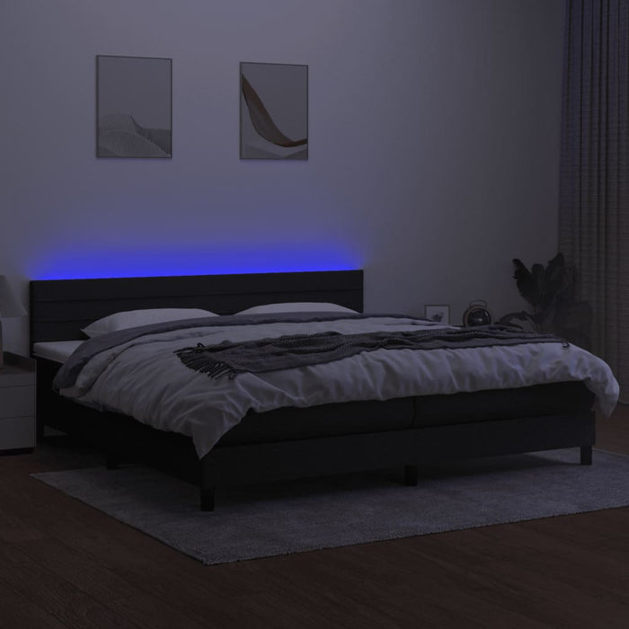 Letto a Molle Materasso e LED Nero 200x200cm in Tessuto cod mxl 63836