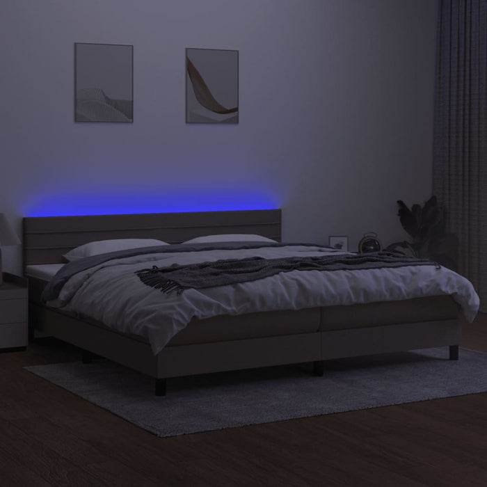 Letto a Molle Materasso e LED tortora 200x200cm in Tessuto cod mxl 64638